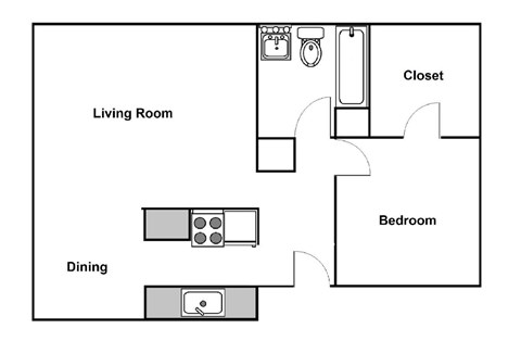 One Bedroom B at Cascade Vista, Portland, Oregon